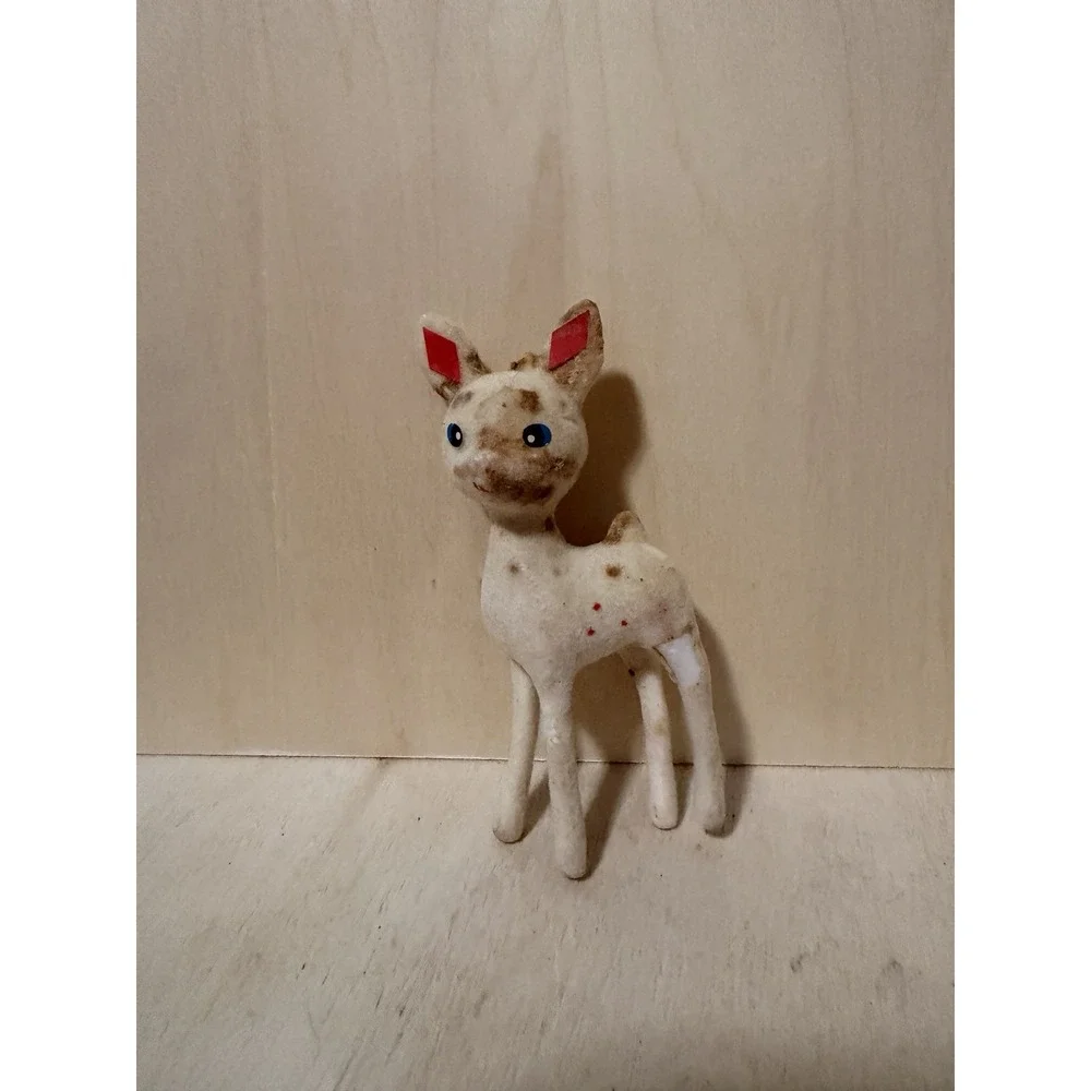 Flocked Deer Vintage 4in